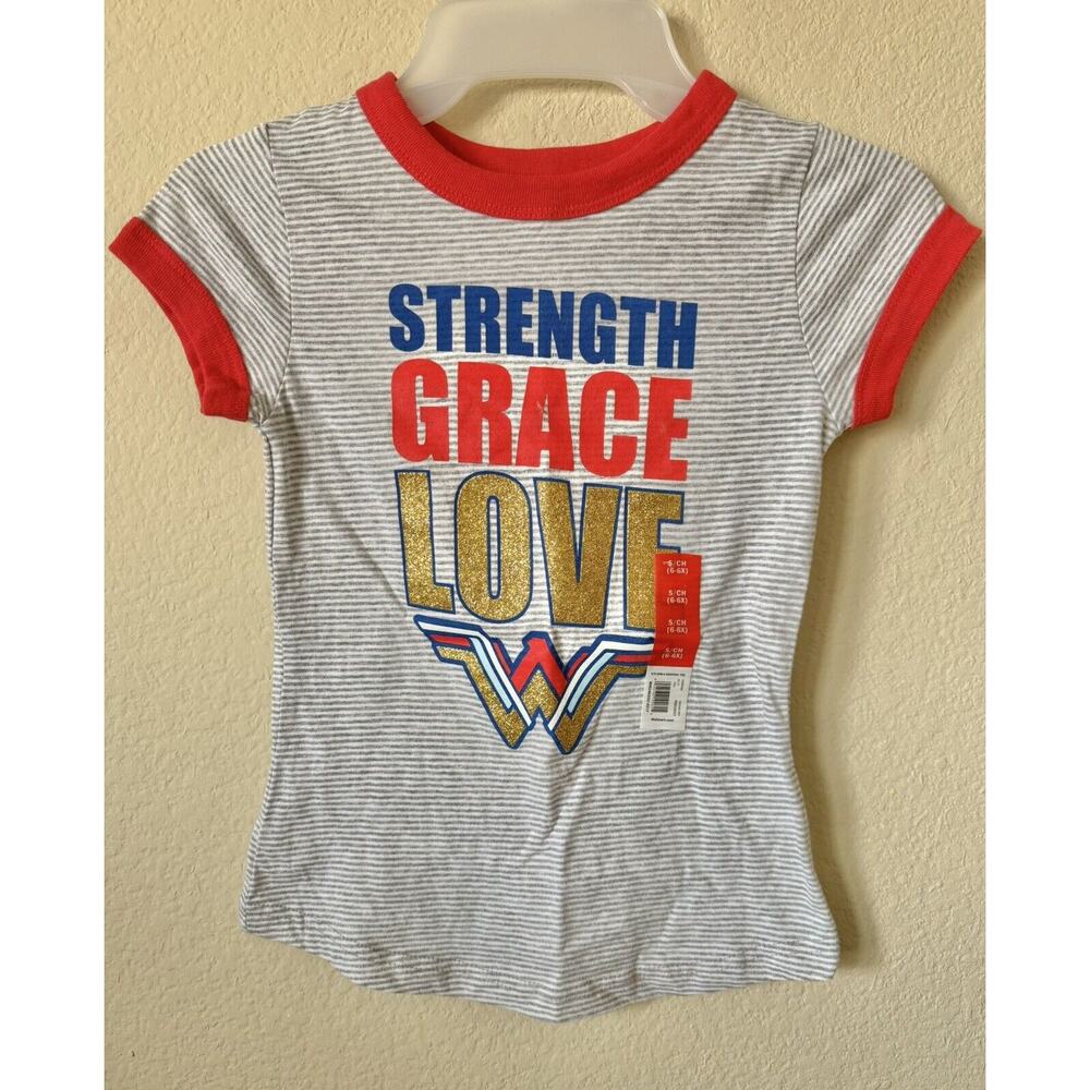 Wonder Woman Strength Grace Love Sparkle Short Sleeve T Shirt Top Size S 6/6X
